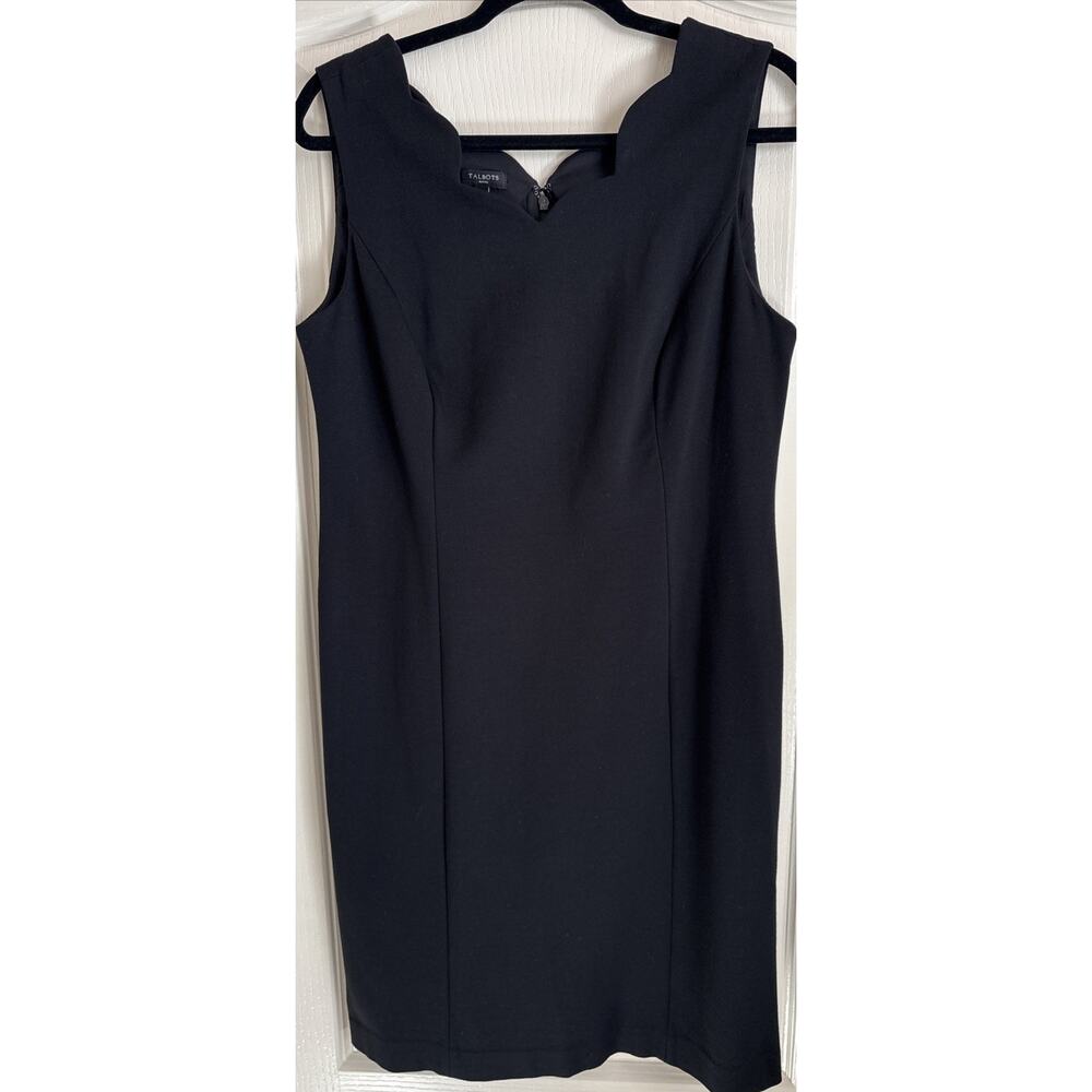 Talbots - Black Dress, Scalloped Neckline, Sleeveless, Size 12 Petite